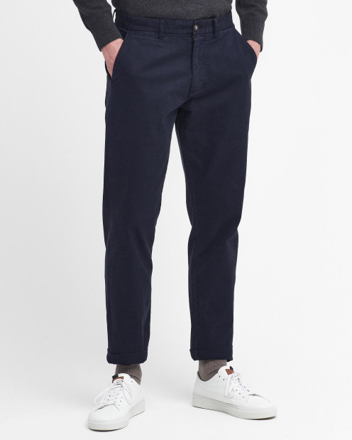 Washed Stretch Tailored Trousers Dark Navy