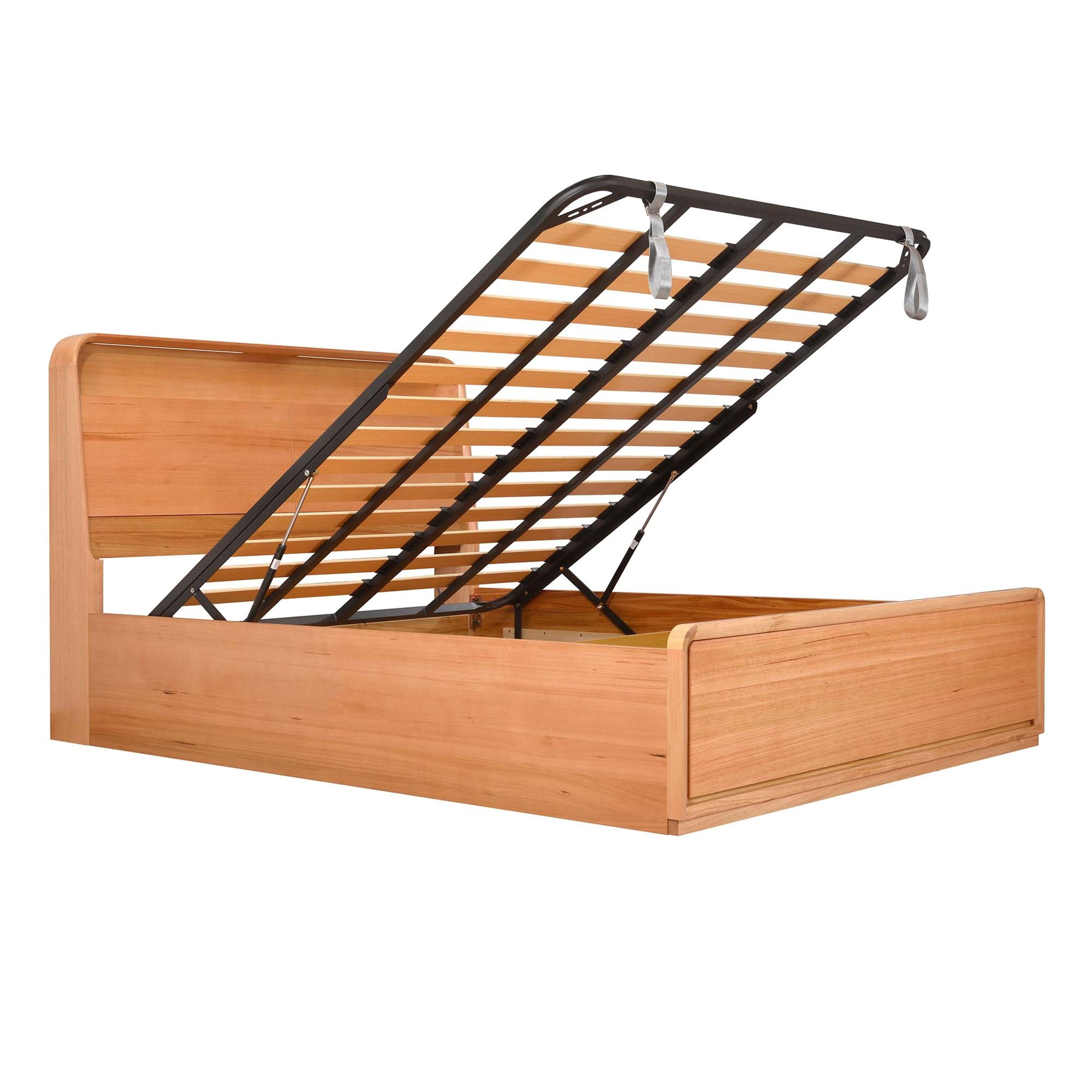 Product image of the  Valentine Bed Frame, W/ Bookend Headboard & Gas Lift Base, Natural from Forty Winks
