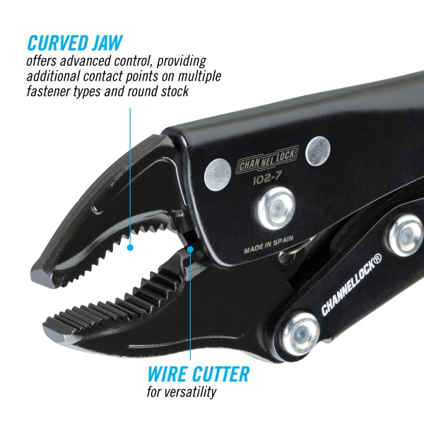 102-7 7-inch Curved Jaw Locking Pliers w/ Cutter