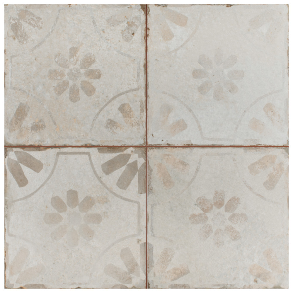 Kings Blume White 17-5/8 in. x 17-5/8 in. Ceramic Floor and Wall Tile