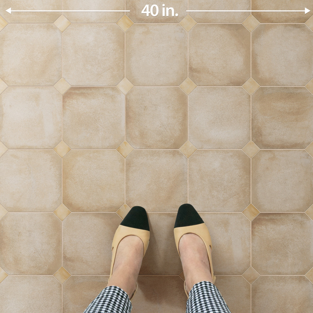 Laverton Octagon Beige with Taco Beige 7-7/8 in. x 7-7/8 in. Porcelain Floor and Wall Tile