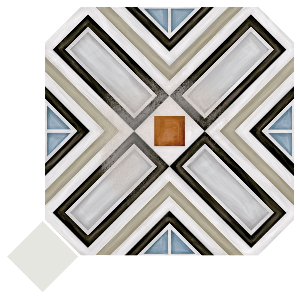 Vaudeville Octagon Deco Ritter with Taco Nacar 7-7/8 in. x 7-7/8 in. Porcelain Floor and Wall Tile