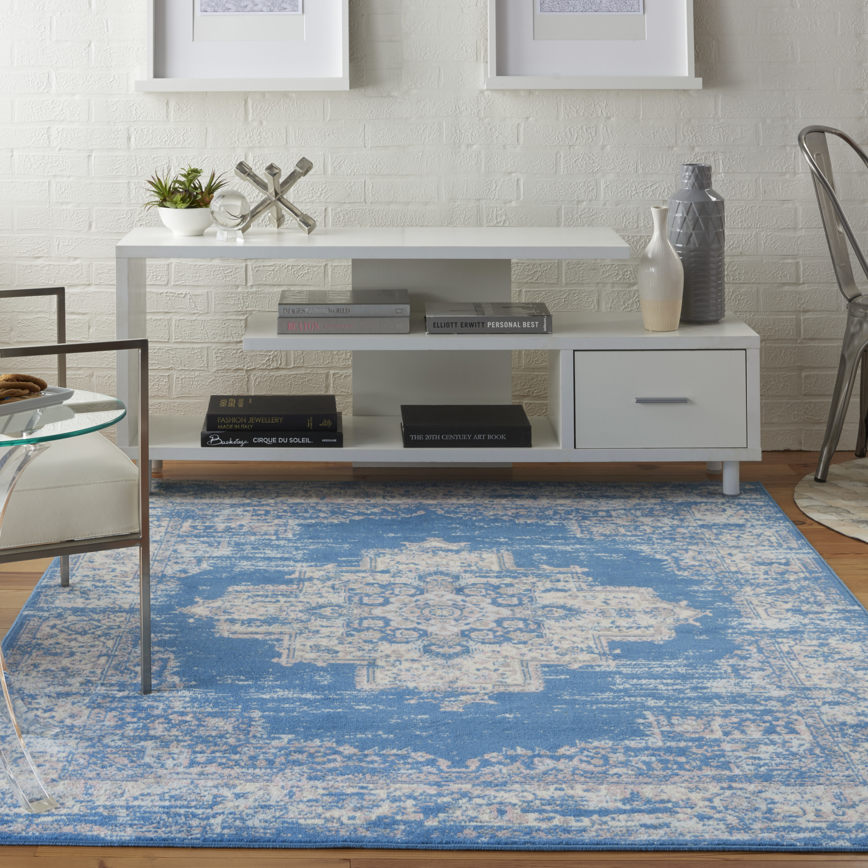 Nourison Grafix 3'9" x 5'9" Blue Vintage Indoor Rug