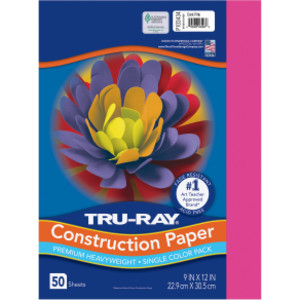 Construction Paper, Heavyweight, Dark Pink, 9" x 12", 50 Sheets