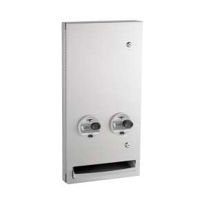 Bobrick, TrimLineSeries™, Semi-Recessed Napkin-Tampon Dispenser, 25¢ Operation, Satin Finish