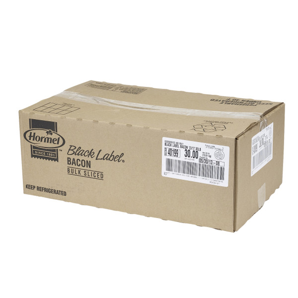 BLACK LABEL(r) Bacon, Bulk, 13/17 style, 3/10 lb . C1RA - Front Right Closed Case (Hi Res)