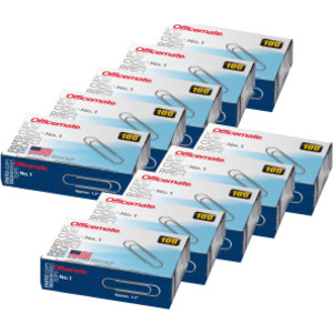Paper Clips, #1 Gem, 100 Per Box, 10 Boxes