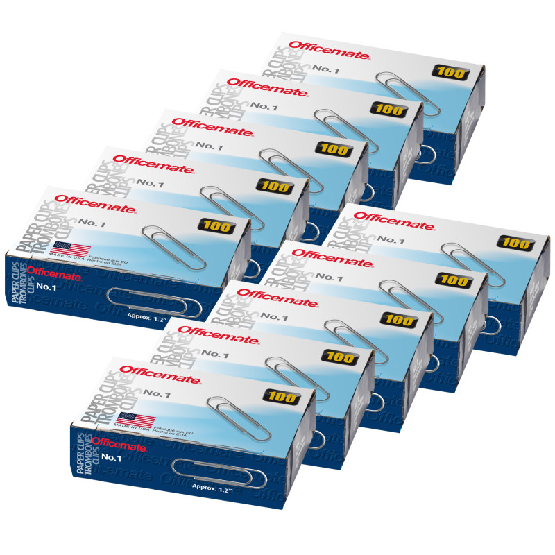 Paper+Clips%2C+%231+Gem%2C+100+Per+Box%2C+10+Boxes