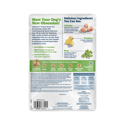 Wellness Protein Bowls Chicken, Potato & Peas back packaging