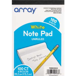 White Unruled Note Pad, 4" x 6", 100 Sheets
