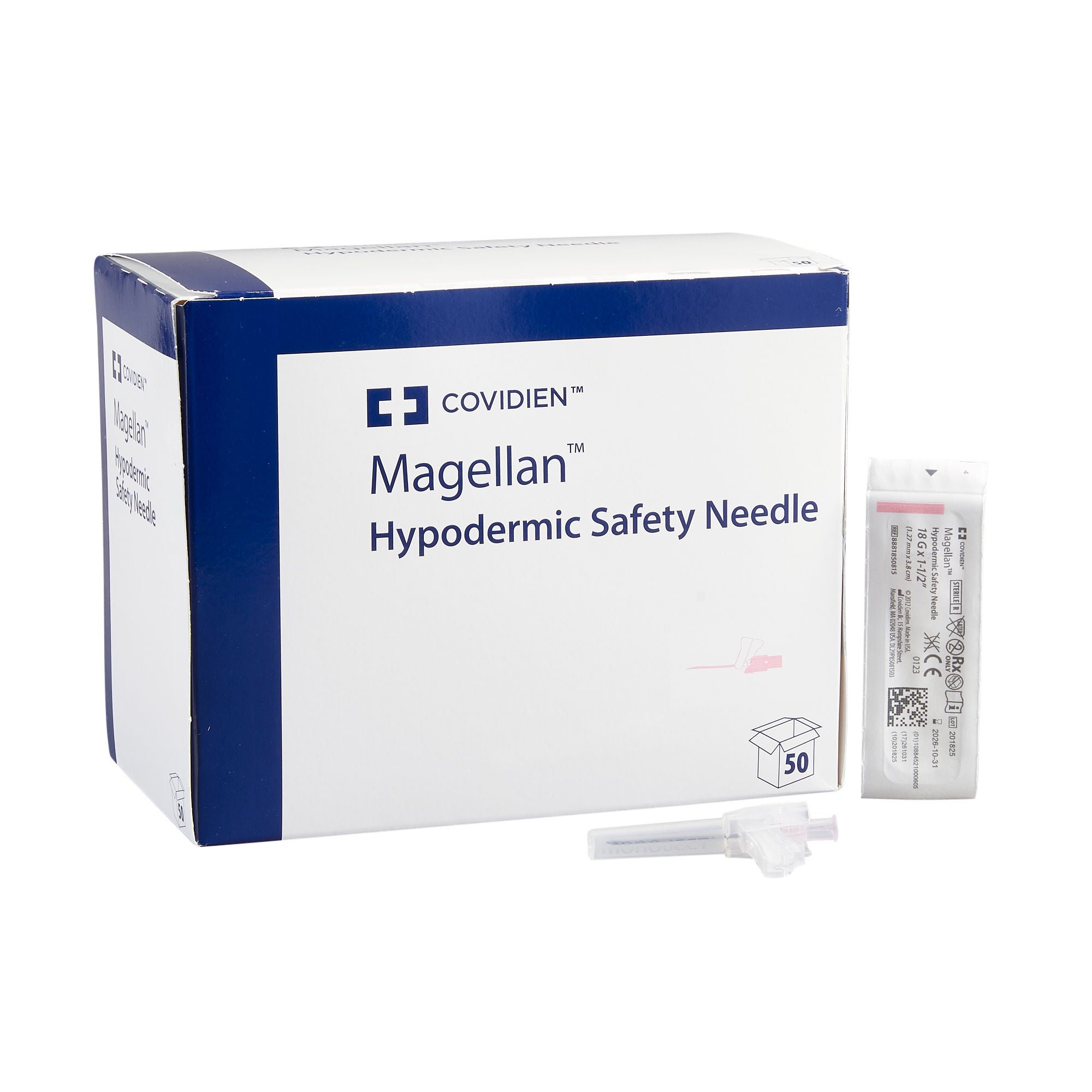 Monoject™ Magellan™ Safety Hypodermic Needle, 18 Gauge, 1.5 Inch Length