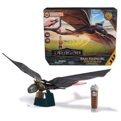 Dreamworks Dragons, How to Train Your Dragon, Real Flying RC Toothless with Flapping Wings and Adjustable Tail, Dragon Toys for Kids Ages 4 & up