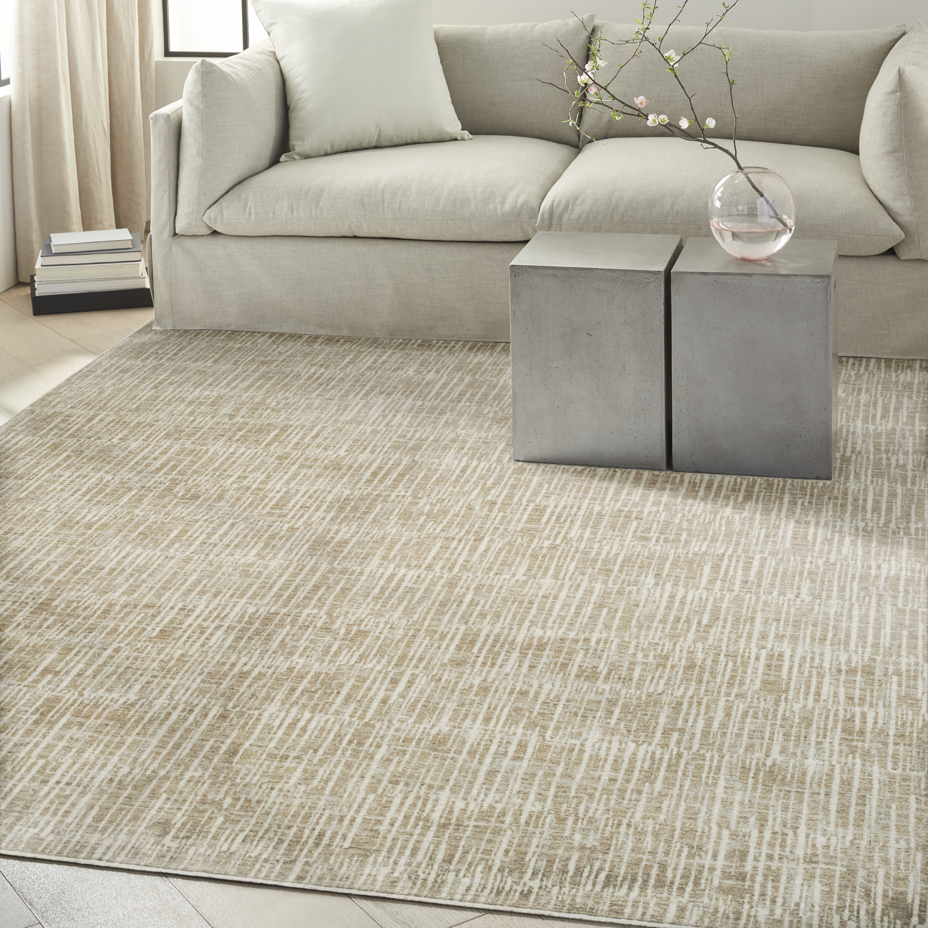 Calvin Klein CK079 Notes 7'10" x 9'10" Ivory Grey Modern Indoor Rug