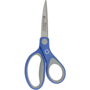 Kleenearth Soft Handle Scissors, 7 in Long, 2.25 in Cut Length, Straight Blue/Gray Handle