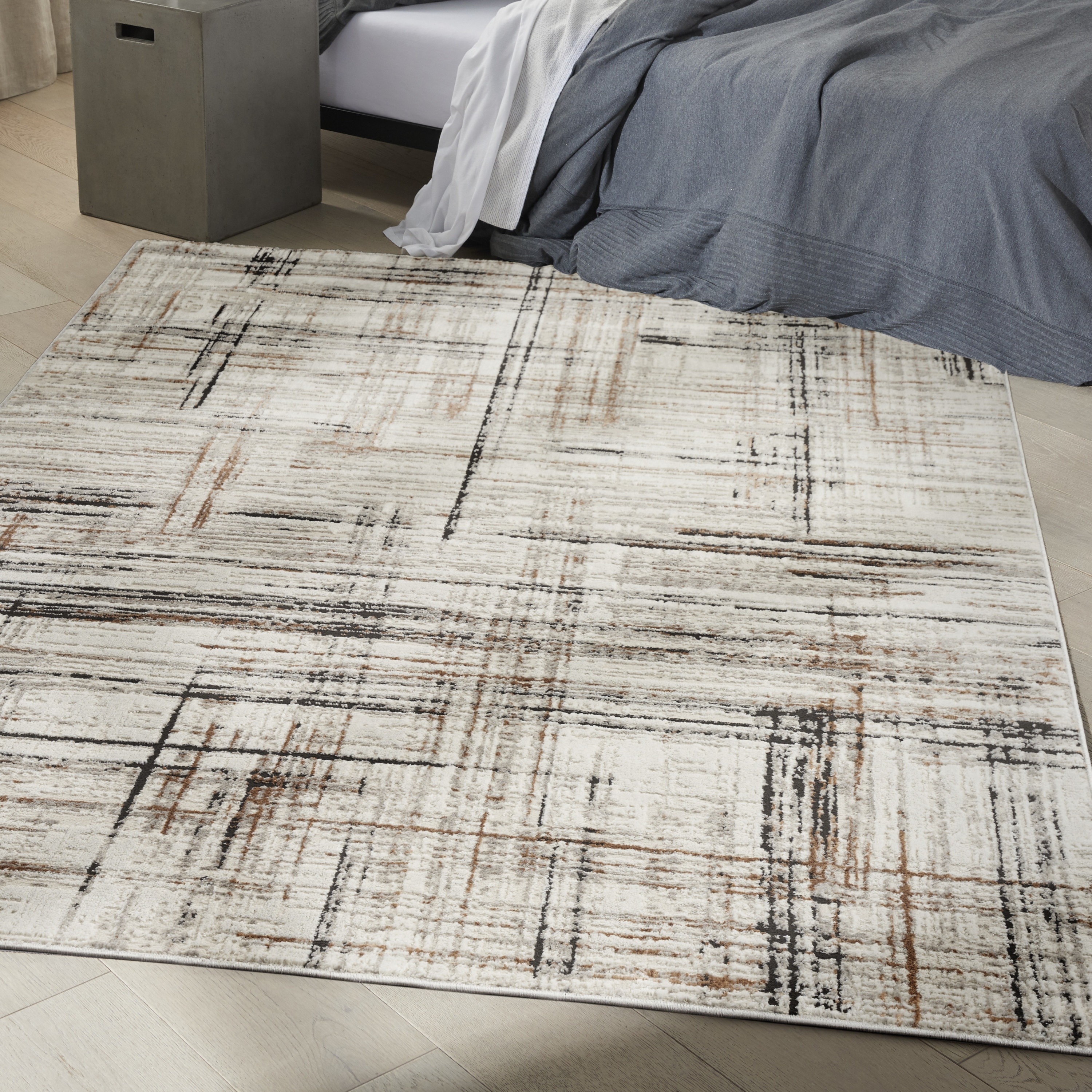 Calvin Klein CK029 Captivating 7'10" x 9'10" Ivory Multicolor Modern Indoor Rug