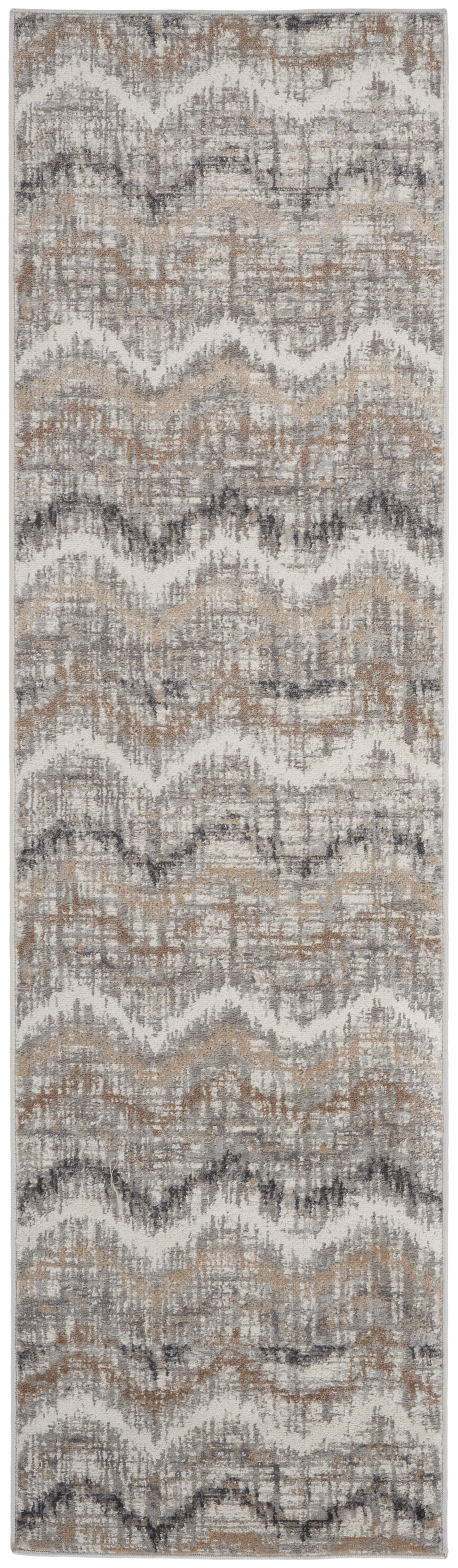 Nourison Elation 2'3" x 7'6" Grey Ivory Modern Indoor Rug