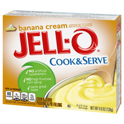 Jell-O Cook & Serve Banana Cream Pudding & Pie Filling, 4.6 oz Box