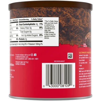 Baker's 100% Pure Natural Unsweetened Cocoa Powder, 8 oz Canister
