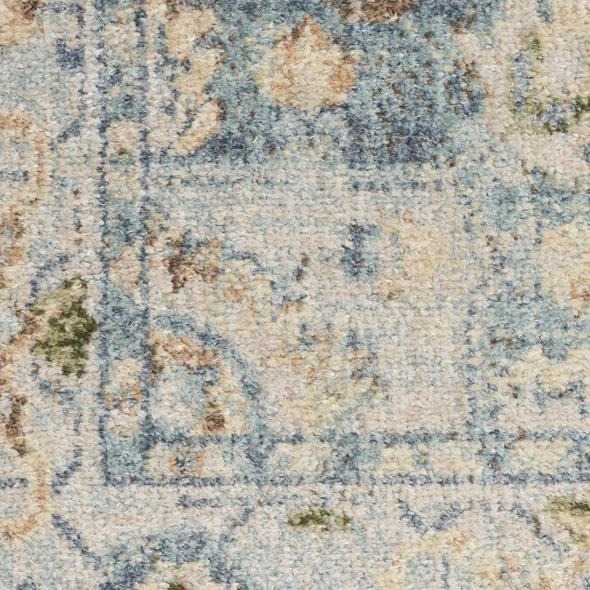 Nourison Astra Machine Washable 5'3" x 7' Beige Blue Vintage Indoor Rug