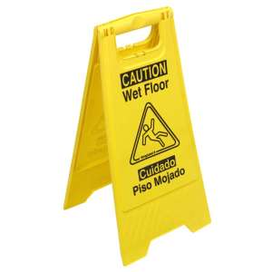 Impact, English/Spanish, "Caution", Wet Floor Sign, Yellow, 25"