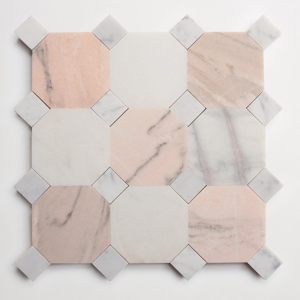 lapidary: zio & sons + clé | pink/grey octagon + carrara bouchon (bundle) 