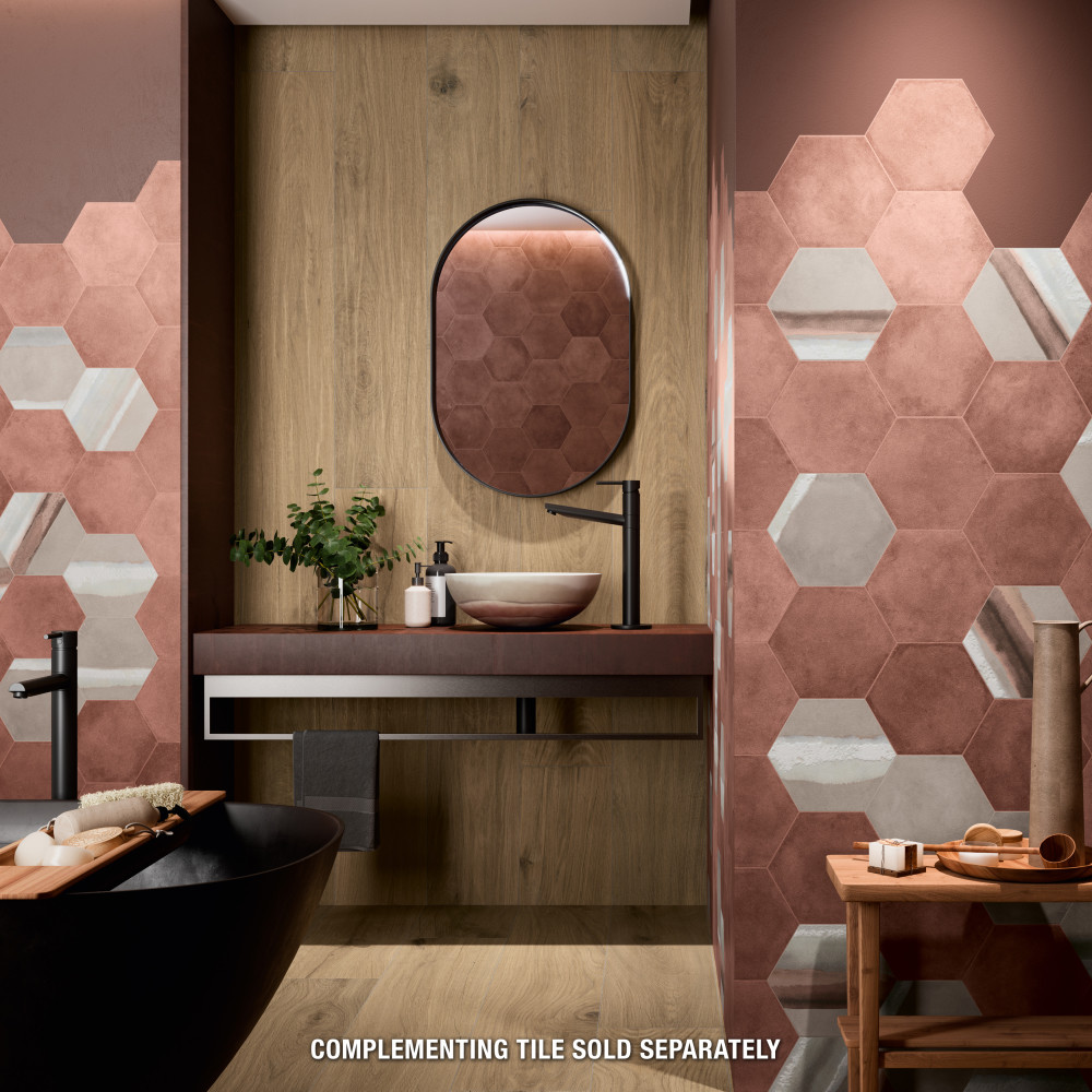 Matter Hex Canvas Taupe Red 7-7/8 in. x 9 in. Porcelain Floor and Wall Tile