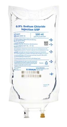 EACH- 0.9% Sodium Chloride 500ml Plastic Bag for Injection