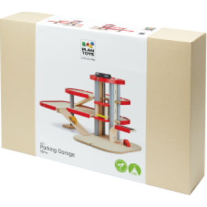 Wooden Parking Garage Play Set with Elevator, Helipad & Cars