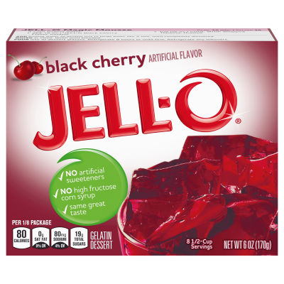 Jell-O Black Cherry Gelatin Dessert, 6 oz Box