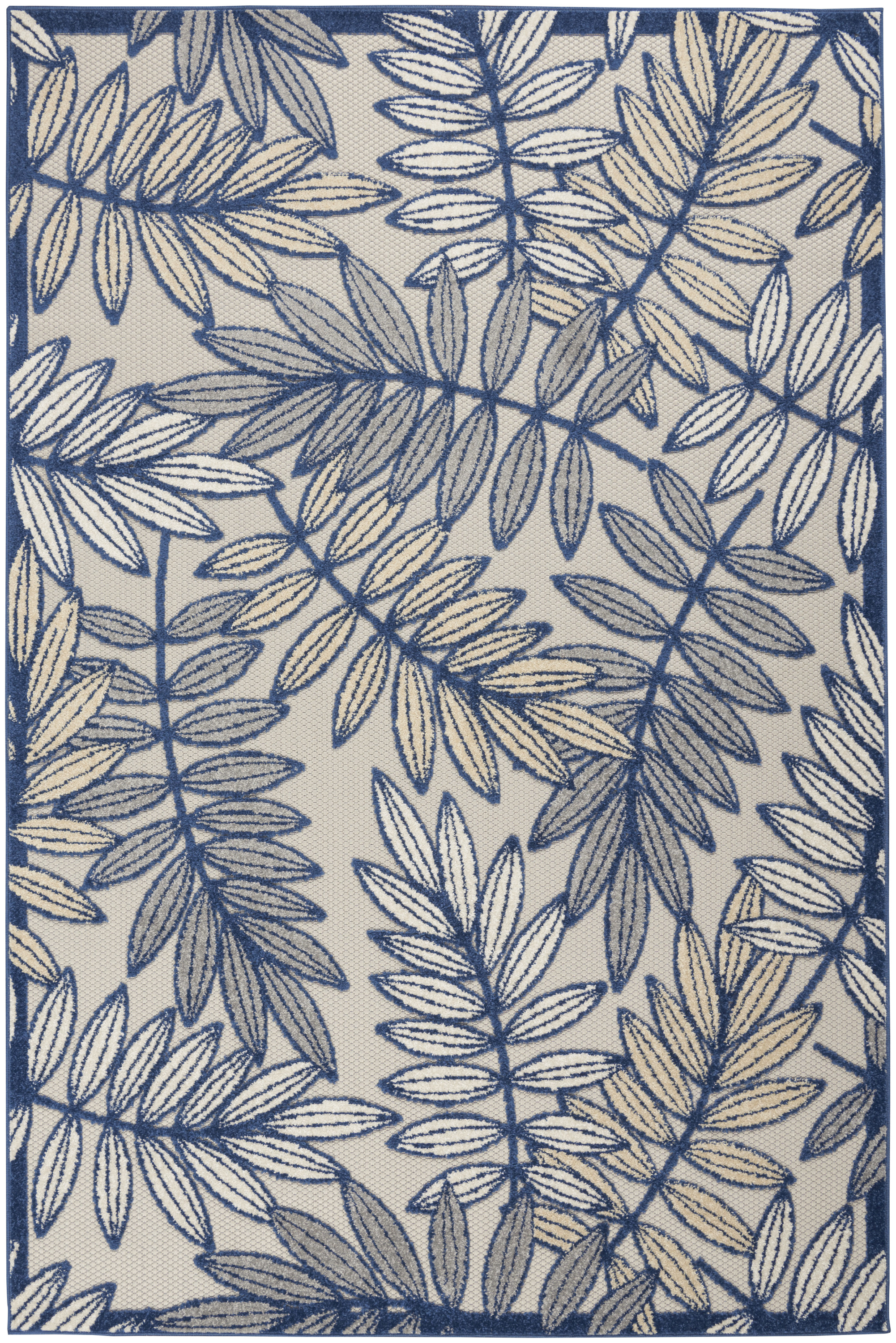 Nourison Aloha 6' x 9' Ivory Navy Tropical Rug