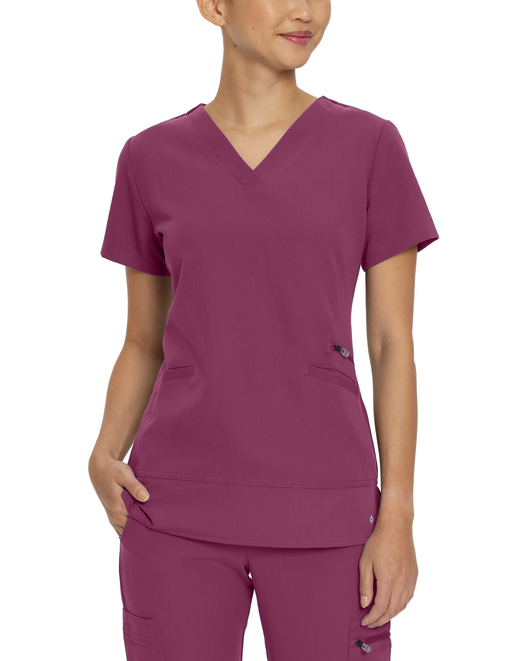 White Cross V-Tess Women‘s 3-Pocket V-Neck Scrub Top-White Cross