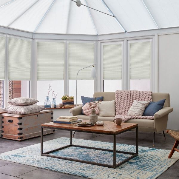 Solartex Chintz Light Sage Pleated blind