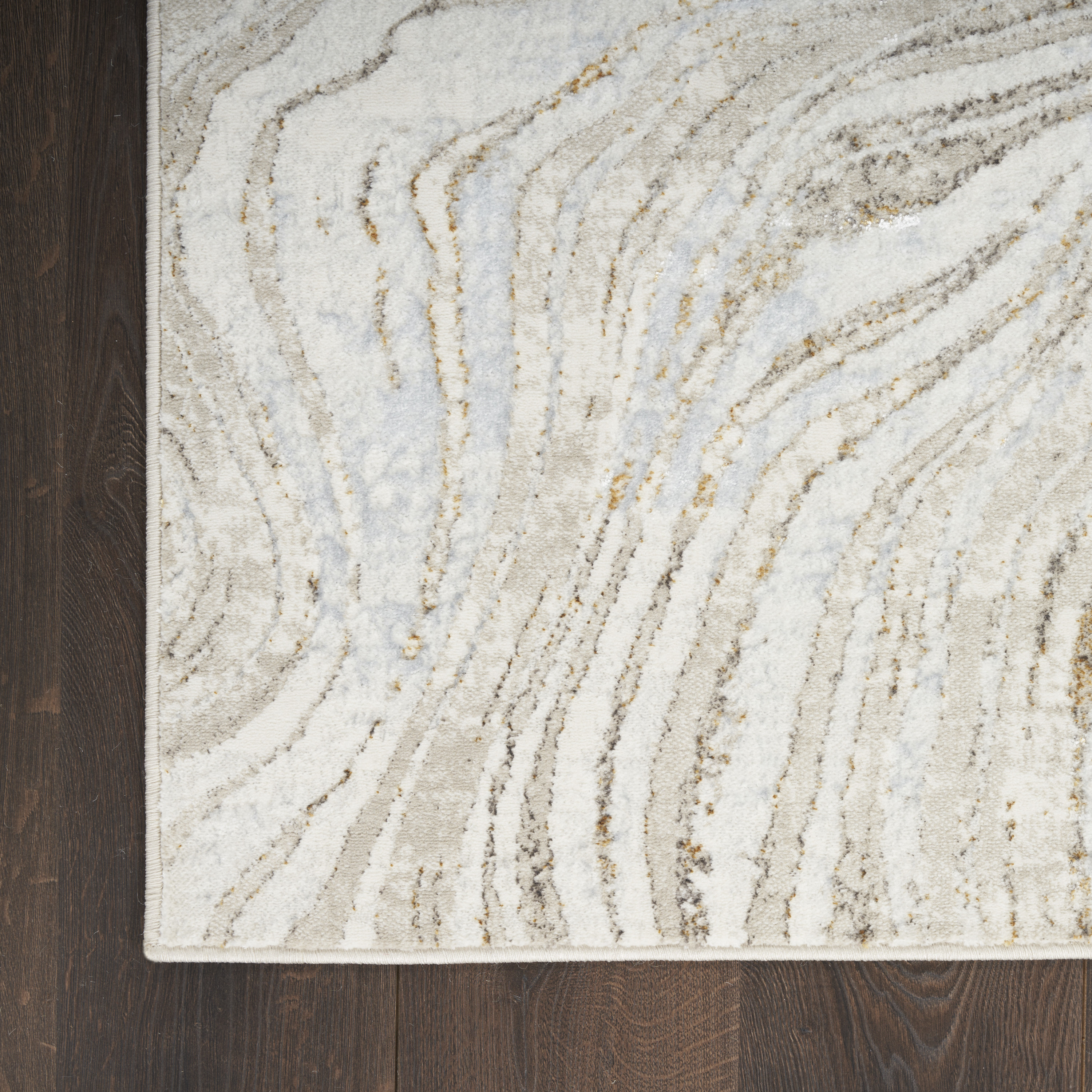 Nourison Glitz 3'11" x 5'11" Grey Gold Modern Indoor Rug
