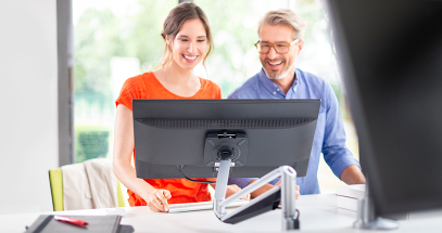 Find the perfect view for what you do with gas spring movement and flexible joints.