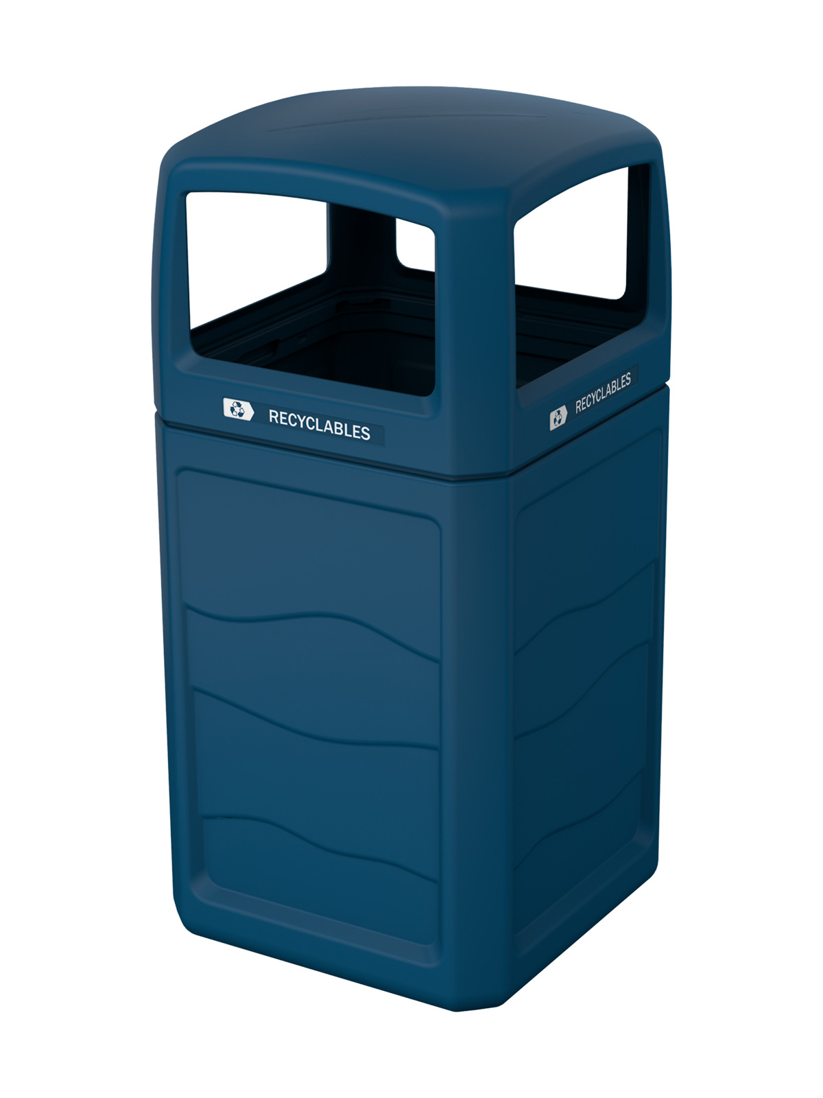 Busch Systems Renegade Series Blue Outdoor Recycling Container Front Angle