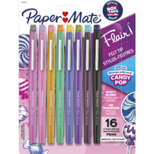 Flair Felt Tip Pens, Medium Point, Candy Pop Pack, 0.7mm, 16 Count