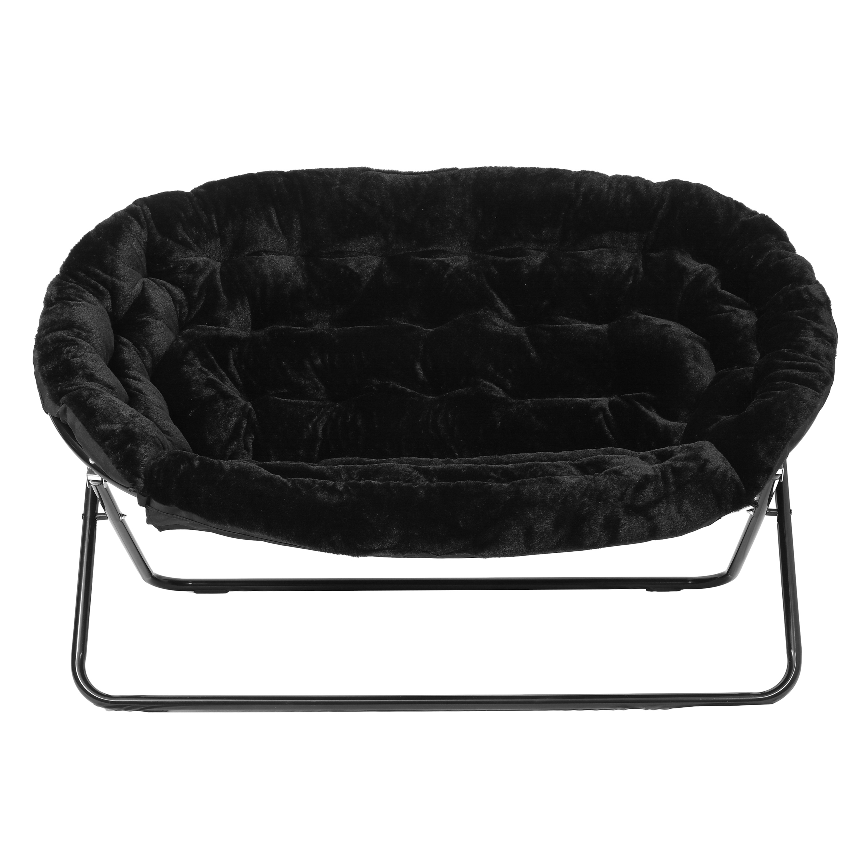 Janey Folding Double Saucer Chair in Gray Faux Fur with a Soft Gold Steel Fra... - Picture 40 of 47