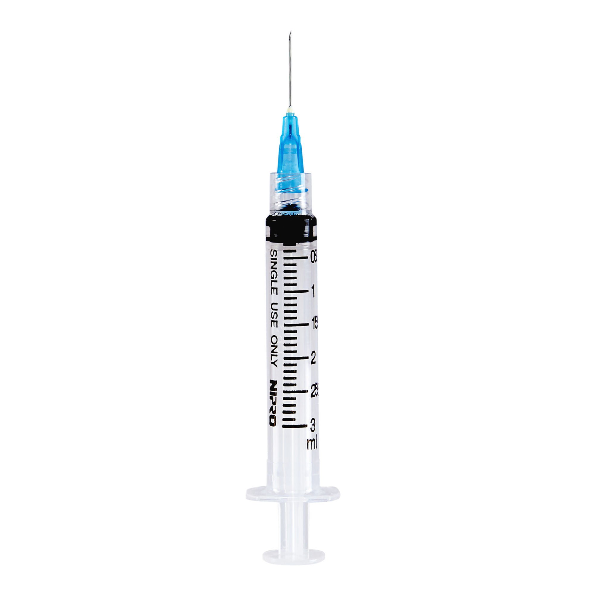 Nipro® 3 mL Syringe with Hypodermic Needle, 22 Gauge, 3/4 Inch