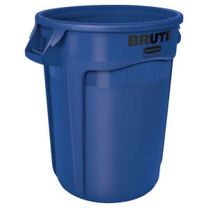 Rubbermaid Commercial, VENTED BRUTE®, 32gal, Resin, Blue, Round, Receptacle