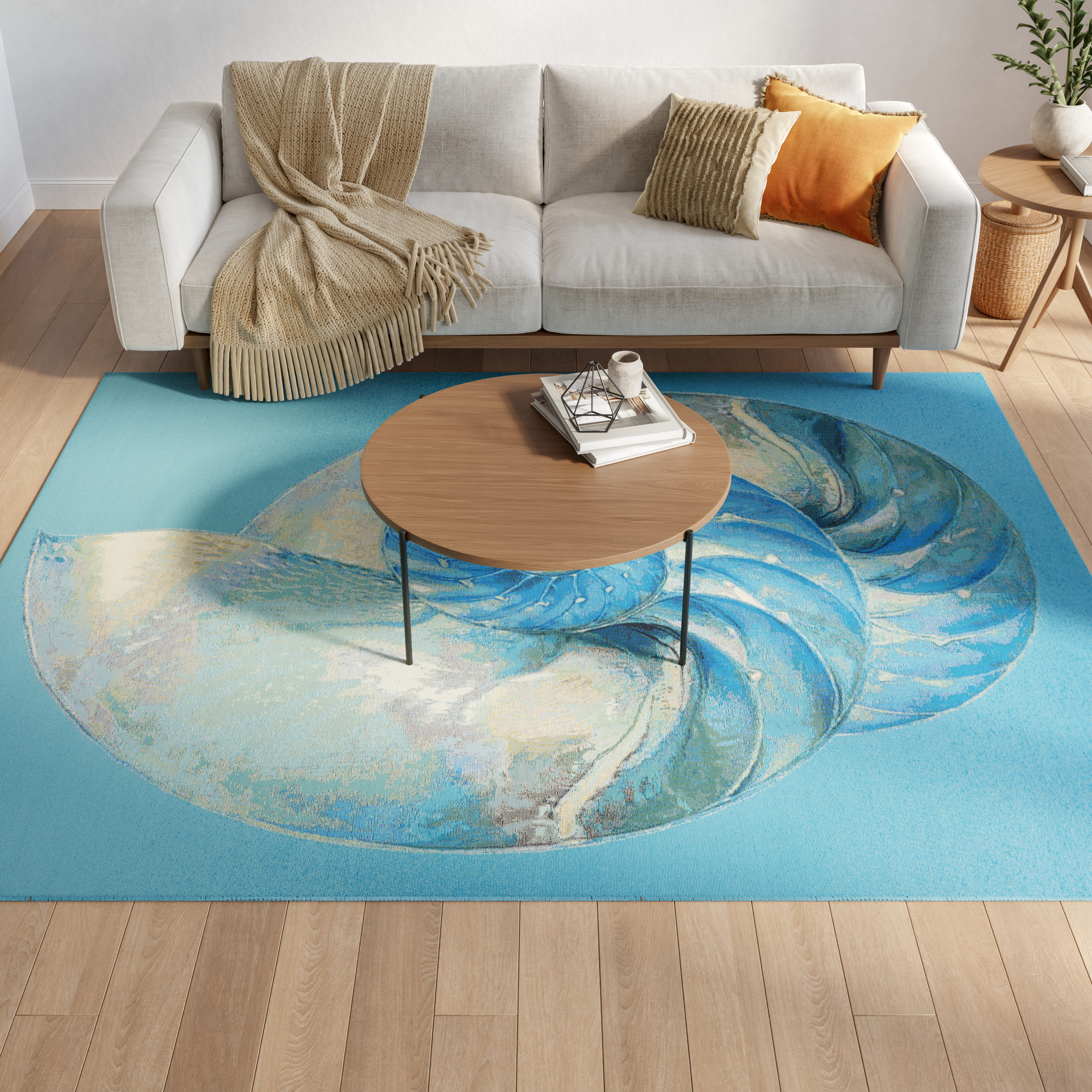 Nourison Color Splash 4' x 6' Blue Ivory Coastal, Nautical & Beach Rug