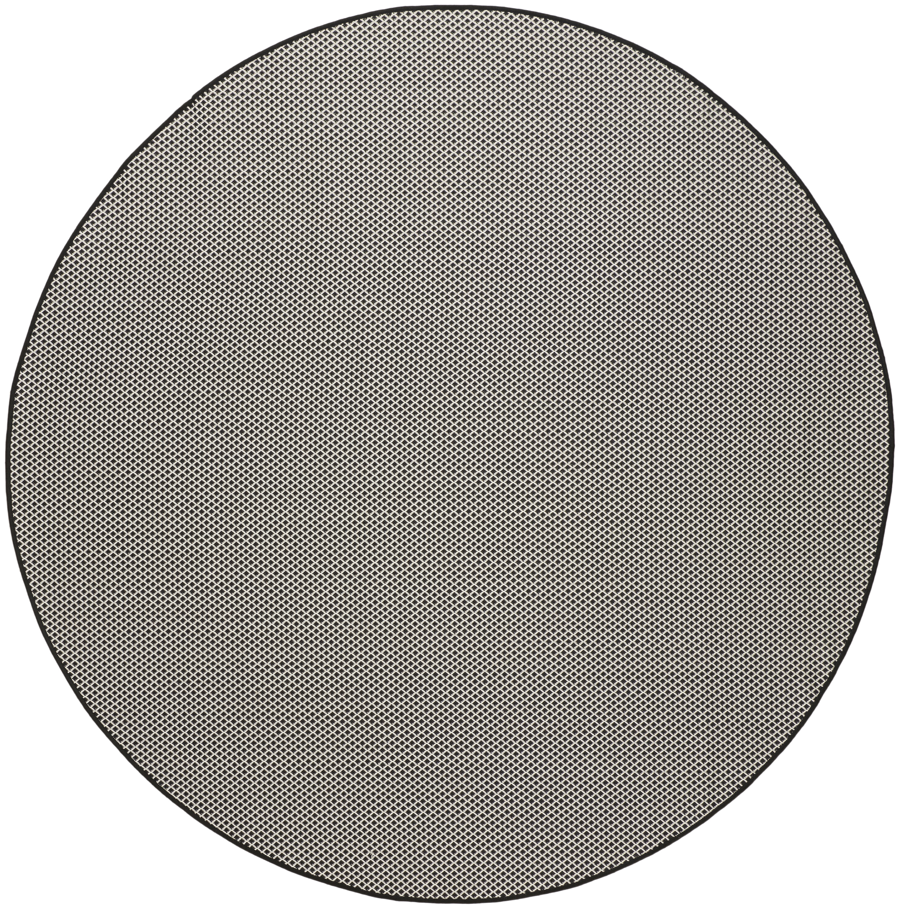 Nourison Courtyard 8' x Round Black White Modern Rug