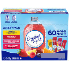 Crystal Light Lemonade, Fruit Punch, Raspberry Lemonade Wild Strawberry Variety Pack, 60 ct Packets