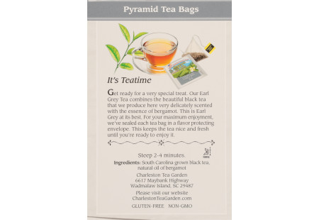 Charleston Tea Earl Grey Pyramid Bags - Case of 6 boxes- total of 72 teabags