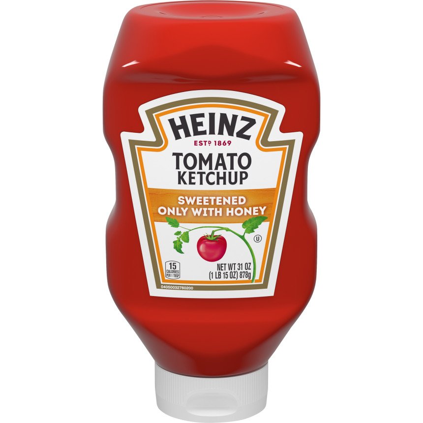 Heinz Tomato Ketchup Sweetened Only with Honey, 31 oz Bottle image 