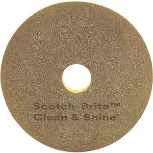 3M, Scotch-Brite™ Single-Sided Clean & Shine Round Floor Pad, 17", Brown/Yellow