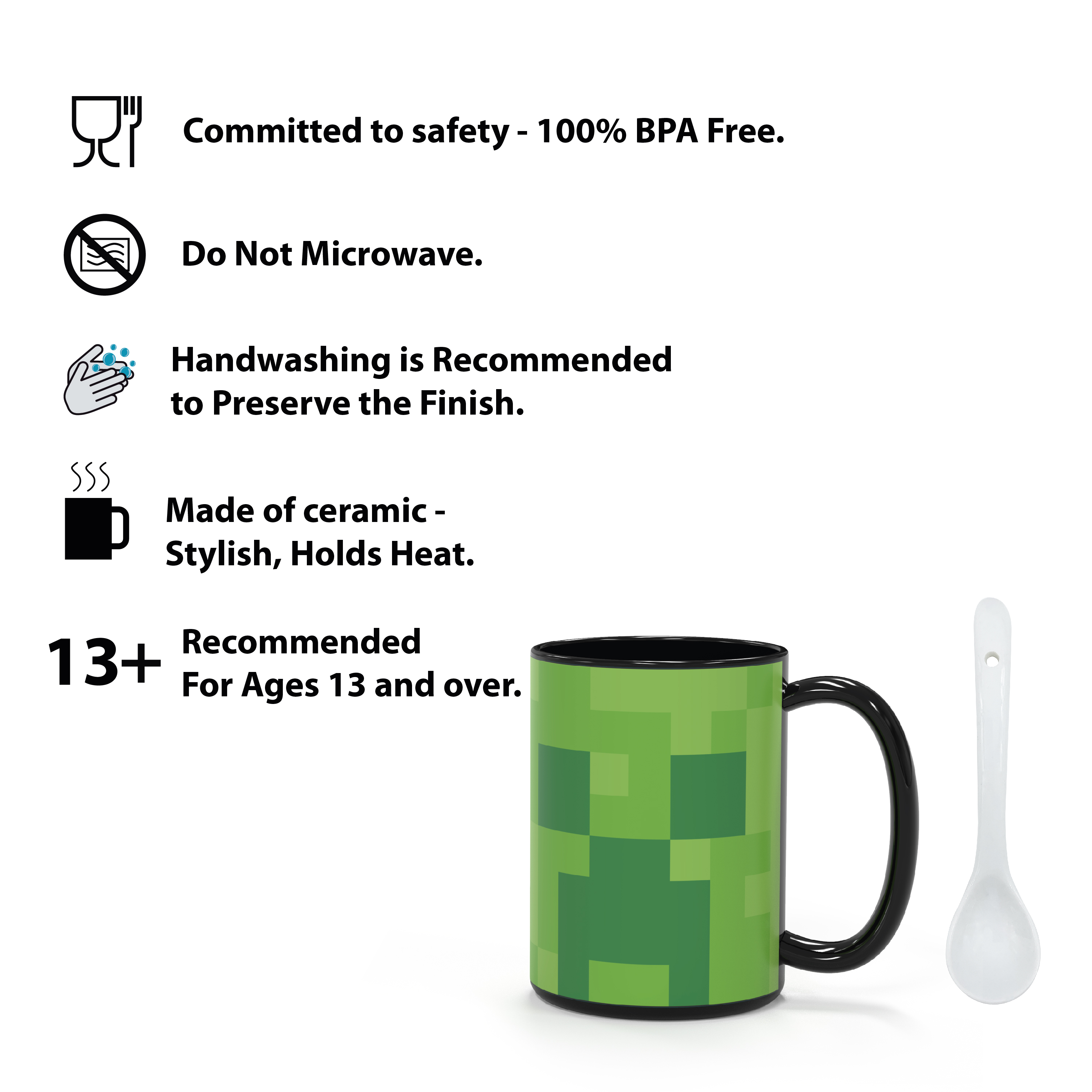 Minecraft 15 ounce Ceramic Color Changing Coffee Mug, Creeper and More, 2-piece set slideshow image 8