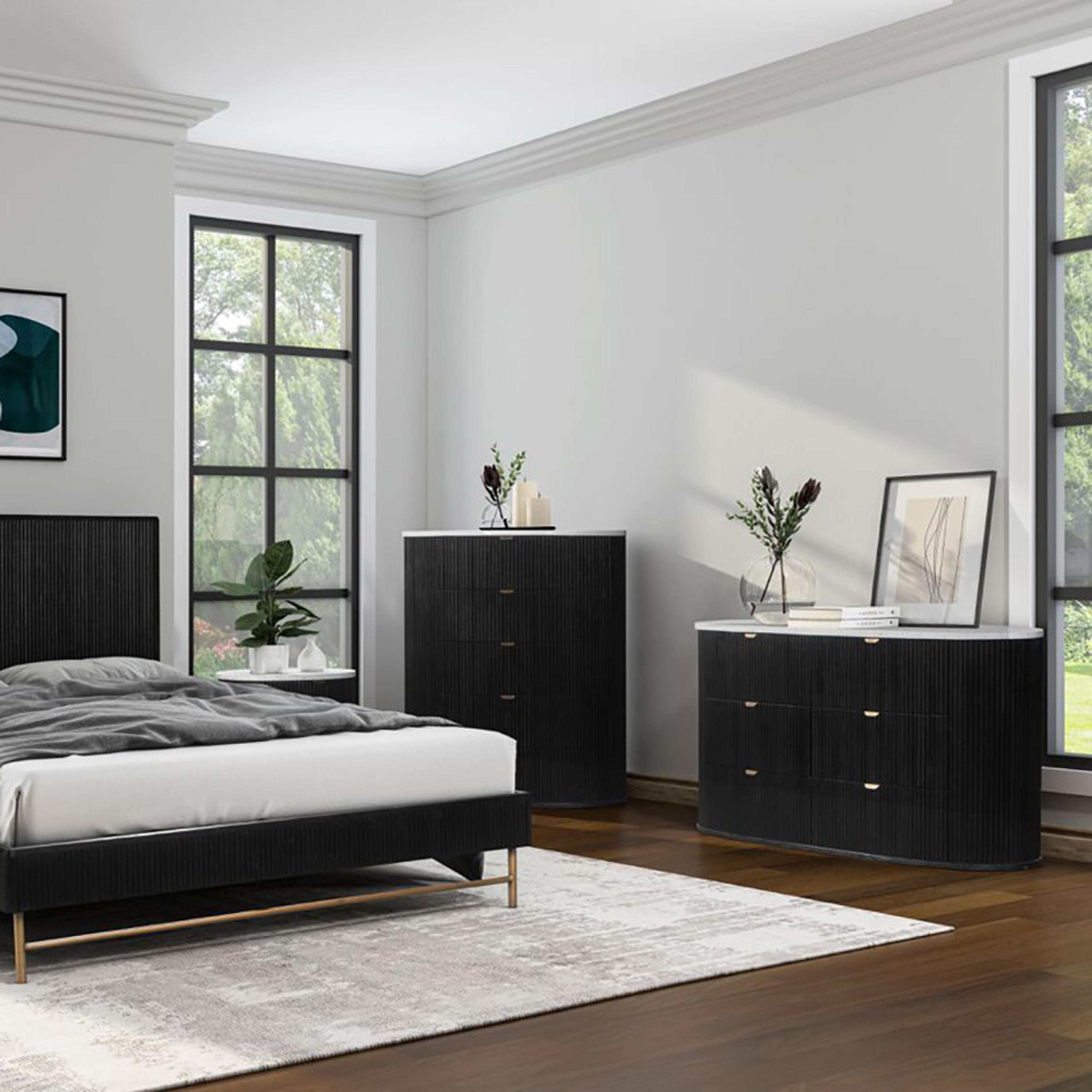 Lifestyle image of the Razzo Tallboy (5 Drawer), Black from Forty Winks