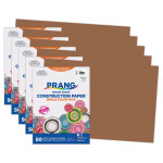 Prang&reg; Construction Paper, Medium Weight, Brown, 12" x 18", 50 Sheets Per Pack, 5 Packs PAC6707-5
