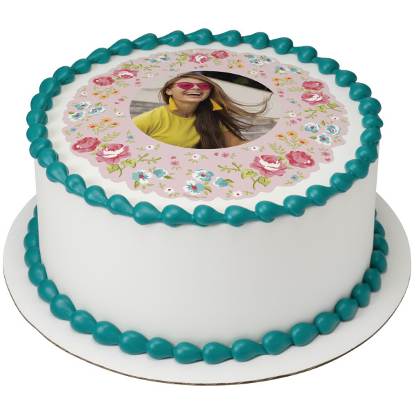 Pink Ditsy Print PhotoCake® Edible Image® Frame