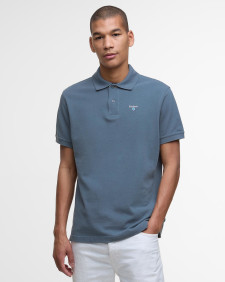 Tartan Pique Polo Shirt Blue Stone